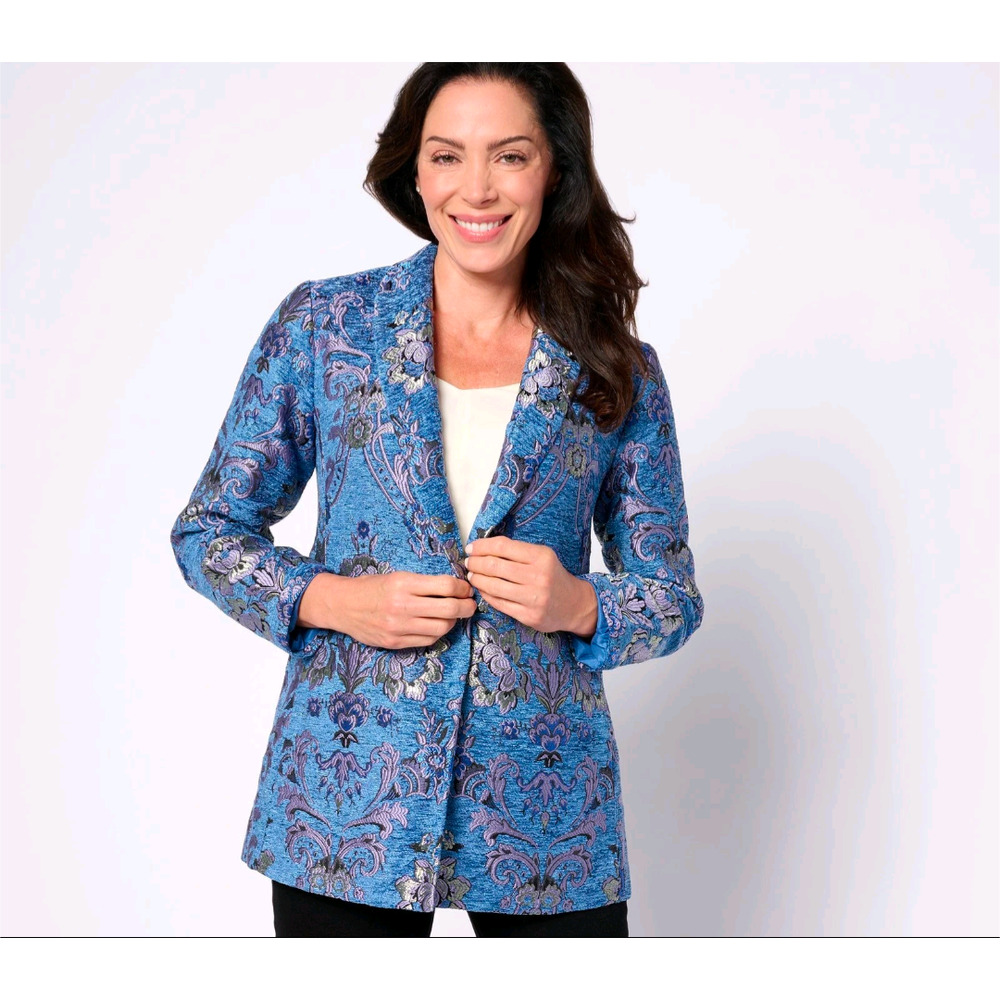 Susan Graver Women's Blazer Jacket Size 10 P Jacquard Multi-colored A623485